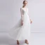 Charming Ivory Outdoor / Garden Wedding Dresses 2019 A-Line / Princess Scoop Neck Long Sleeve See-through Appliques Lace Ankle Length Ruffle