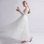 Charming Ivory Outdoor / Garden Wedding Dresses 2019 A-Line / Princess Scoop Neck Long Sleeve See-through Appliques Lace Ankle Length Ruffle