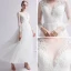 Charming Ivory Outdoor / Garden Wedding Dresses 2019 A-Line / Princess Scoop Neck Long Sleeve See-through Appliques Lace Ankle Length Ruffle