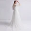 Schlicht Ivory / Creme Durchsichtige Brautkleider / Hochzeitskleider 2019 A Linie Eckiger Ausschnitt 1/2 Ärmel Rückenfreies Applikationen Spitze Perle Sweep / Pinsel Zug Rüschen