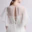 Schlicht Ivory / Creme Durchsichtige Brautkleider / Hochzeitskleider 2019 A Linie Eckiger Ausschnitt 1/2 Ärmel Rückenfreies Applikationen Spitze Perle Sweep / Pinsel Zug Rüschen