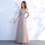 Elegant Grey Prom Dresses 2018 A-Line / Princess Off-The-Shoulder Short Sleeve Beading Crystal Rhinestone Sash Floor-Length / Long Ruffle Backless Formal Dresses