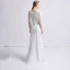 Chic Ivoire Dentelle Robe De Mariée 2019 Trompette / Sirène V-Cou Manches Courtes Train De Balayage Volants