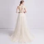 Romantisch Champagner Strand Brautkleider / Hochzeitskleider 2019 A Linie One-Shoulder Ärmellos Rückenfreies Schmetterling Applikationen Spitze Perlenstickerei Sweep / Pinsel Zug Rüschen