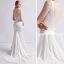 Simple Ivoire Satin Robe De Mariée 2019 Trompette / Sirène V-Cou Sans Manches Dos Nu Train De Balayage Volants