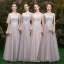 Chic / Beautiful Pearl Pink See-through Bridesmaid Dresses 2019 A-Line / Princess Appliques Lace Floor-Length / Long Ruffle Backless Wedding Party Dresses