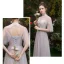 Chic / Beautiful Pearl Pink See-through Bridesmaid Dresses 2019 A-Line / Princess Appliques Lace Floor-Length / Long Ruffle Backless Wedding Party Dresses