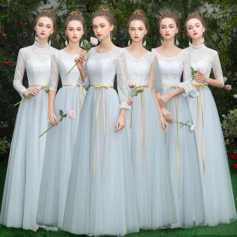 Abordable Bleu Ciel Robe Demoiselle D Honneur 2019 Princesse Ceinture Longue Volants Dos Nu Robe Pour Mariage