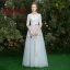 Affordable Sky Blue Bridesmaid Dresses 2019 A-Line / Princess Sash Floor-Length / Long Ruffle Backless Wedding Party Dresses