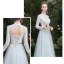 Affordable Sky Blue Bridesmaid Dresses 2019 A-Line / Princess Sash Floor-Length / Long Ruffle Backless Wedding Party Dresses