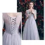 Chic / Beautiful Grey See-through Bridesmaid Dresses 2019 A-Line / Princess Appliques Lace Floor-Length / Long Ruffle Backless Wedding Party Dresses