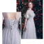 Chic / Beautiful Grey See-through Bridesmaid Dresses 2019 A-Line / Princess Appliques Lace Floor-Length / Long Ruffle Backless Wedding Party Dresses