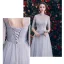 Chic / Beautiful Grey See-through Bridesmaid Dresses 2019 A-Line / Princess Appliques Lace Floor-Length / Long Ruffle Backless Wedding Party Dresses