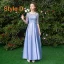 Affordable Sky Blue Satin Bridesmaid Dresses 2019 A-Line / Princess Floor-Length / Long Ruffle Backless Wedding Party Dresses
