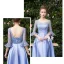 Affordable Sky Blue Satin Bridesmaid Dresses 2019 A-Line / Princess Floor-Length / Long Ruffle Backless Wedding Party Dresses