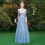 Affordable Pool Blue Bridesmaid Dresses 2019 A-Line / Princess Appliques Lace Bow Sash Floor-Length / Long Ruffle Backless Wedding Party Dresses
