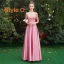 Affordable Candy Pink Satin Bridesmaid Dresses 2019 A-Line / Princess Floor-Length / Long Ruffle Backless Wedding Party Dresses