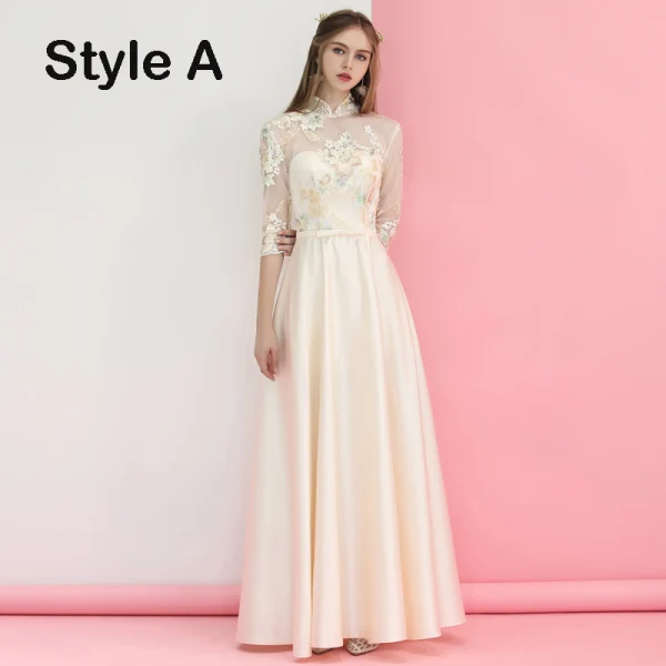 Élégant Champagne Satin Transparentes Robe Demoiselle D'honneur 2019 Princesse Appliques Brodé Noeud Ceinture Longue Volants Dos Nu Robe Pour Mariage