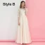 Élégant Champagne Satin Transparentes Robe Demoiselle D'honneur 2019 Princesse Appliques Brodé Noeud Ceinture Longue Volants Dos Nu Robe Pour Mariage