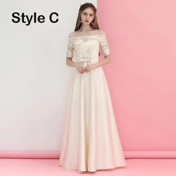 Élégant Champagne Satin Transparentes Robe Demoiselle D'honneur 2019 Princesse Appliques Brodé Noeud Ceinture Longue Volants Dos Nu Robe Pour Mariage