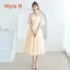 Lovely Champagne See-through Bridesmaid Dresses 2019 A-Line / Princess Appliques Lace Tea-length Ruffle Backless Wedding Party Dresses
