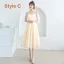 Lovely Champagne See-through Bridesmaid Dresses 2019 A-Line / Princess Appliques Lace Tea-length Ruffle Backless Wedding Party Dresses