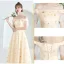 Lovely Champagne See-through Bridesmaid Dresses 2019 A-Line / Princess Appliques Lace Tea-length Ruffle Backless Wedding Party Dresses