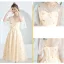 Lovely Champagne See-through Bridesmaid Dresses 2019 A-Line / Princess Appliques Lace Tea-length Ruffle Backless Wedding Party Dresses