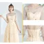 Lovely Champagne See-through Bridesmaid Dresses 2019 A-Line / Princess Appliques Lace Tea-length Ruffle Backless Wedding Party Dresses