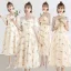 Lovely Champagne Bridesmaid Dresses 2019 A-Line / Princess Feather Appliques Lace Tea-length Ruffle Backless Wedding Party Dresses