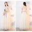 Chic / Beautiful Champagne See-through Bridesmaid Dresses 2019 A-Line / Princess Appliques Lace Sash Ankle Length Ruffle Backless Wedding Party Dresses