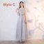Chic / Beautiful Grey See-through Bridesmaid Dresses 2019 A-Line / Princess Appliques Lace Sash Ankle Length Ruffle Backless Wedding Party Dresses