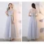 Chic / Beautiful Grey See-through Bridesmaid Dresses 2019 A-Line / Princess Appliques Lace Sash Ankle Length Ruffle Backless Wedding Party Dresses
