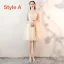 Chic / Beautiful Champagne See-through Bridesmaid Dresses 2019 A-Line / Princess Sash Appliques Lace Knee-Length Ruffle Backless Wedding Party Dresses