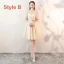 Chic / Beautiful Champagne See-through Bridesmaid Dresses 2019 A-Line / Princess Sash Appliques Lace Knee-Length Ruffle Backless Wedding Party Dresses
