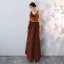 Modern / Fashion Orange Evening Dresses  2018 A-Line / Princess Spaghetti Straps Sleeveless Appliques Flower Metal Sash Floor-Length / Long Ruffle Backless Formal Dresses