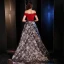 Modern / Fashion Red Evening Dresses  2019 A-Line / Princess Off-The-Shoulder Short Sleeve Embroidered Flower Sweep Train Ruffle Backless Formal Dresses