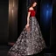 Modern / Fashion Red Evening Dresses  2019 A-Line / Princess Off-The-Shoulder Short Sleeve Embroidered Flower Sweep Train Ruffle Backless Formal Dresses