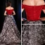 Modern / Fashion Red Evening Dresses  2019 A-Line / Princess Off-The-Shoulder Short Sleeve Embroidered Flower Sweep Train Ruffle Backless Formal Dresses