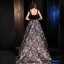 Moderne / Mode Noire Robe De Soirée 2019 Princesse épaules Sans Manches Brodé Fleur Train De Balayage Volants Dos Nu Robe De Ceremonie