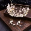 Mooie / Prachtige Goud Tiara Oorbellen 2019 Metaal Kristal Parel Rhinestone Accessoires