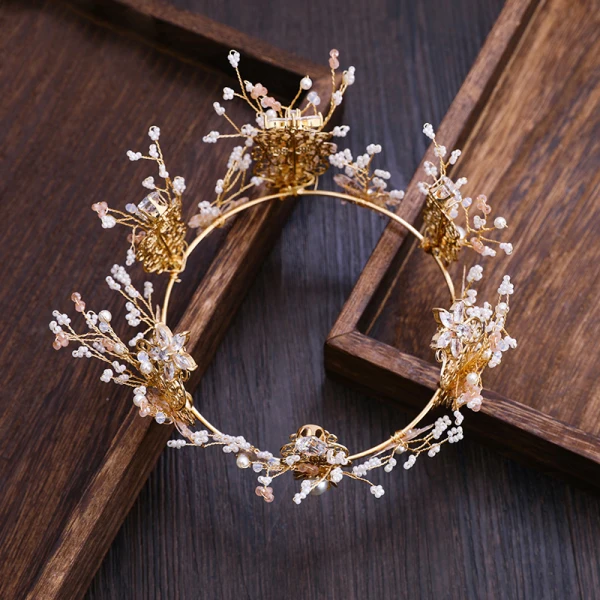 Piękne Złote Motyl Tiara Kolczyki 2019 Metal Kryształ Rhinestone Akcesoria