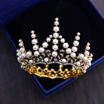 Glamour Doré Tiare 2019 Métal Perle Faux Diamant Mariage Accessoire Cheveux Bijoux Mariage Accessorize