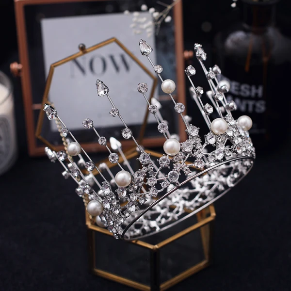 Luksus Sølv Tiara 2019 Metall Perle Rhinestone Hodepynt Har Tilbehor Tilbehør