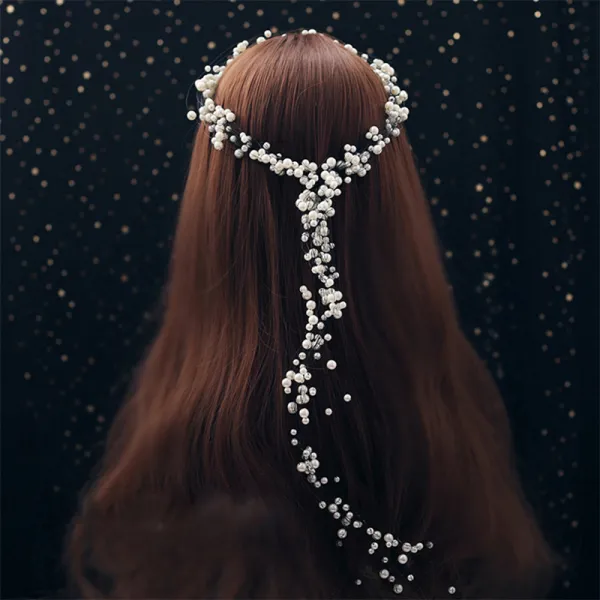 Chic / Beautiful Ivory Pearl Headpieces 2019 Wedding Bridal Hair Accessories