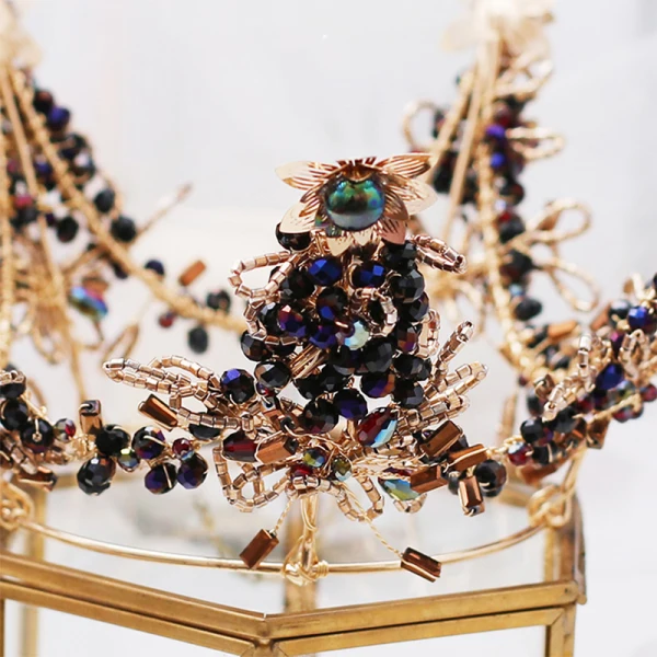 Luxury / Gorgeous Gold Tiara Earrings Bridal Jewelry 2019 Metal Beading Crystal Bridal Hair Accessories