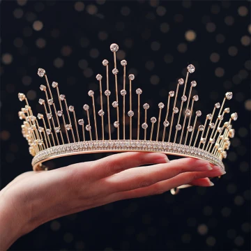 Fine Gull Tiara Øredobber Brudesmykker 2019 Metall Rhinestone Har Tilbehor