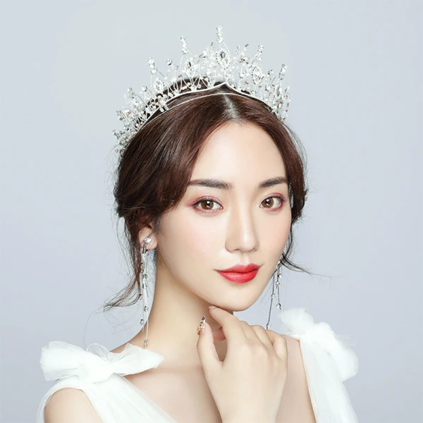 Chic / Beautiful Silver Tiara Earrings Bridal Jewelry 2019 Metal Crystal Rhinestone Bridal Hair Accessories