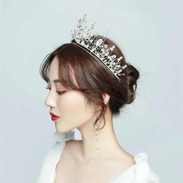Chic / Beautiful Silver Tiara Earrings Bridal Jewelry 2019 Metal Crystal Rhinestone Bridal Hair Accessories
