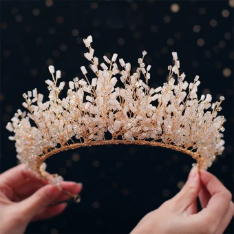 Luxury Gorgeous Gold Tiara 2019 Metal Crystal Beading Bridal Hair Accessories
